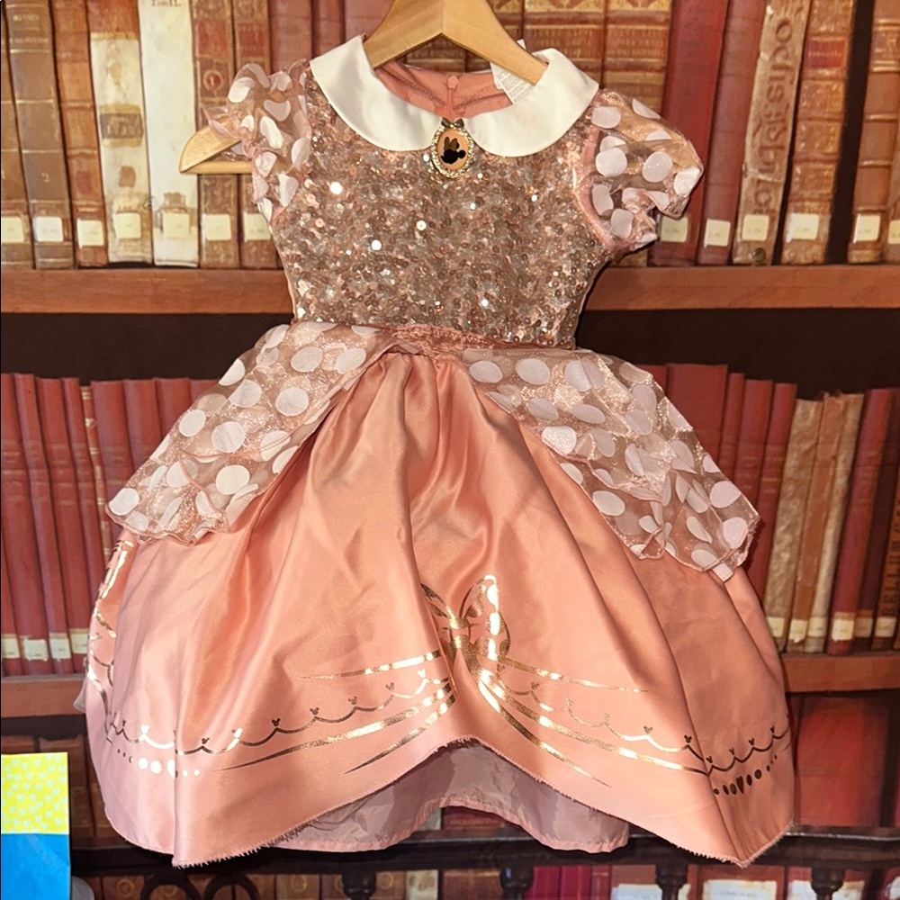 Disney Minnie Mouse Prestige Costume Dress Rose Gold XS 3T 4T